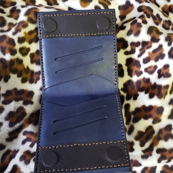 Owl wallet, blue genuine leather - Picture 6 of 7